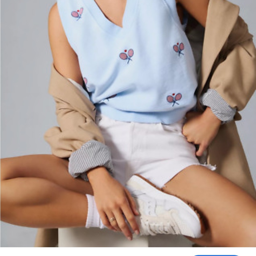 T.La Sky Blue Tank Top with Pink Floral Embroidery